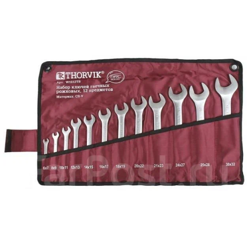 Набор ключей THORVIK W1S12TB гаечных рожковых серии ARC в сумке, 6-32 мм, 12 предм.