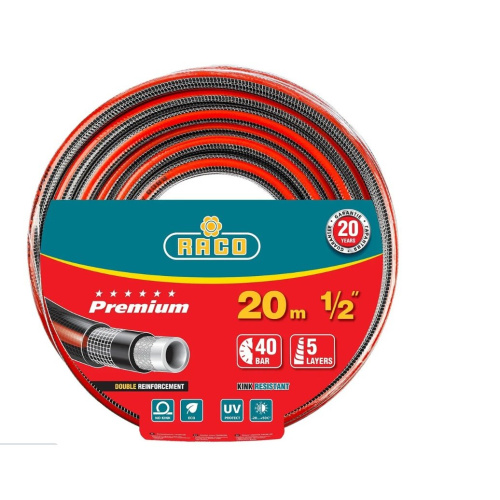 Шланг RACO Premium 40300-1/2-20_z01 1/2", 20 м, 40 атм, пятислойный поливочный, усиленный