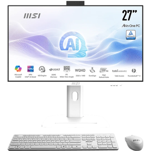 Моноблок MSI Modern AM273QP AI 1UM-093RU (9S6-AF0112-093) 27" WQHD Core Ultra 7 155H (1.4) 32Gb SSD1Tb Graphics CR Windows 11 Pro 2.5Gigabit WiFi BT