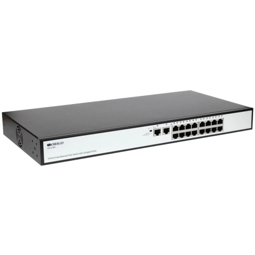 Коммутатор ORIGO (OS1218P/190W/A1A) неуправляемый PoE 16x100Base-TX PoE+, 2x1000Base-T, PoE-бюджет 190 Вт, корпус металл