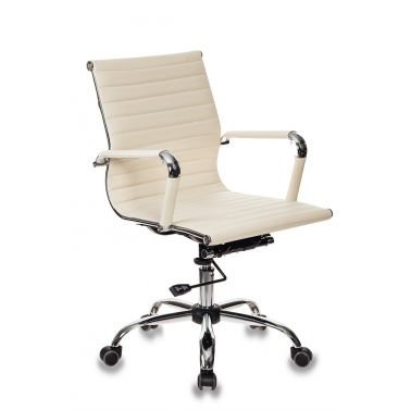Кресло руководителя Бюрократ CH-883-LOW/IVORY низкая спинка слоновая кость искусственная кожа крестовина хром