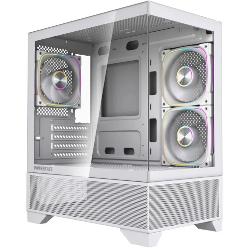 Корпус Powercase Vision Micro M4W (CVMM4W-A3), Tempered Glass, Type-C, 3x 120mm ARGB PWM Fan, белый, mATX