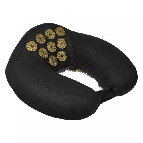 Подушка дорожная акупунктурная Bradex KZ 0740 Нирвана чёрная золотые шипы