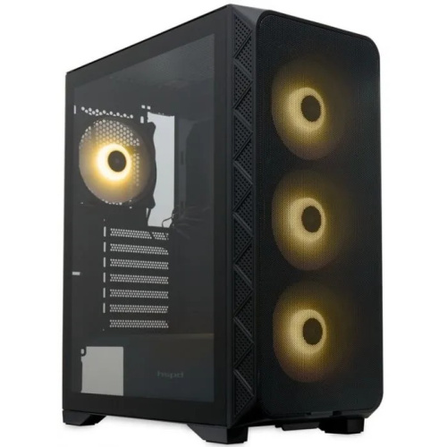 Корпус HSPD M521 (M521-TGBK-ARGB), Mesh Mid Tower, Black, slide TG, 0.45 SPCC, 4x120mm ARGB ATX