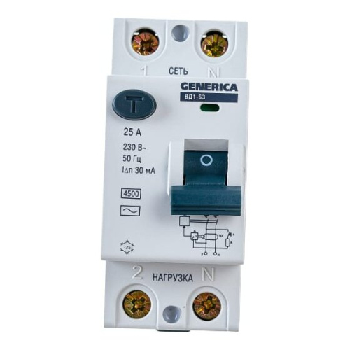 УЗО Generica ВД1-63 MDV15-2-025-030 2Р 25А 30мА