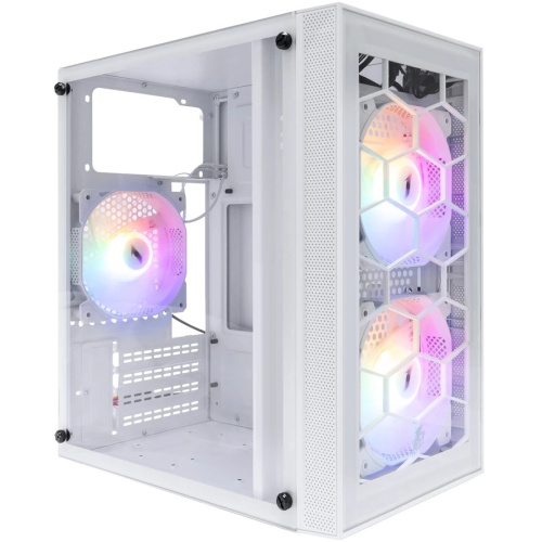 Корпус 1STPLAYER FIREBASE X1 White (X1-WH-3F1-W) / mATX / 3x120mm LED fans
