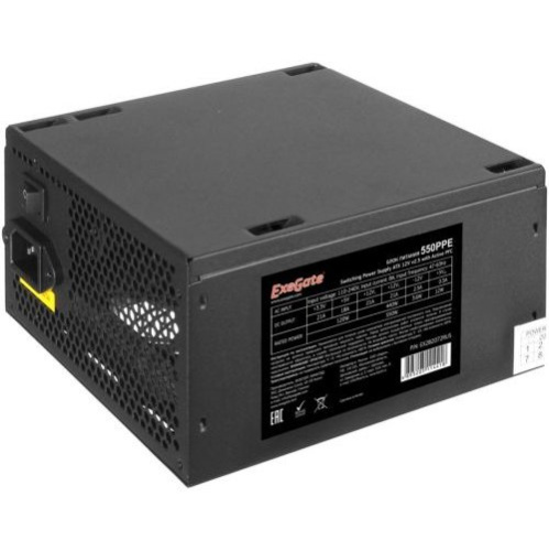 Блок питания ExeGate EX282072RUS-PC 550W 550PPE, ATX, PC, black, APFC, 12cm, 24p+(4+4)p PCI-E, 3xIDE, 5xSATA, FDD + кабель 220V