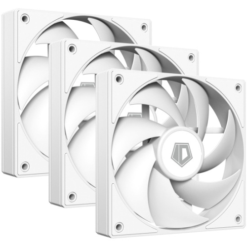 Вентилятор ID-COOLING AF-125-W Trio (3 in 1) 120x120x25мм (PWM, резиновые углы, белый, 500-2000об/мин) Box