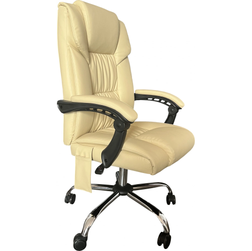 Кресло Cactus CS-CHR-OC04M-WT с вибромассажем слоновая кость эко кожа крестовина