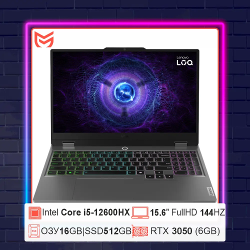 LENOVO LOQ 15IAX9 (83GS00UEPS) 15.6"FHD IPS/i5-12600HX 12c/16GB/512GB SSD/RTX3050