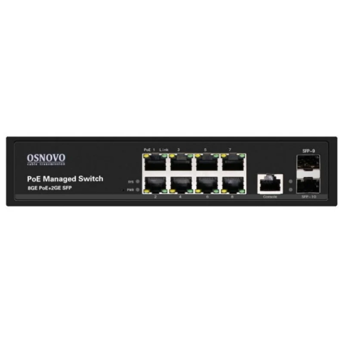 Коммутатор Osnovo (SW-80802/L(150W)) 8G 2SFP 8PoE+ 150W управляемый