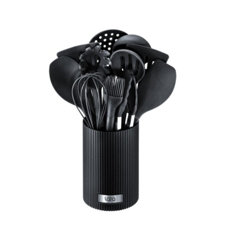 Набор кухонных принадлежностей LARA LR07-81 12 предметов с круглой подставкой черный