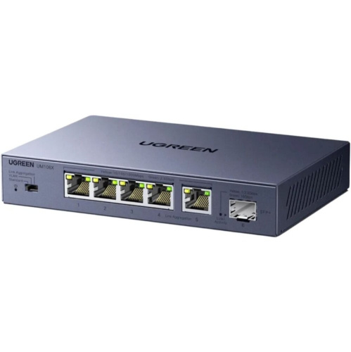Коммутатор сетевой UGREEN CM753 (35048EU) 6-Port 5*Ethernet 2.5G 1*SFP 2.5G Ethernet Switch серый космос