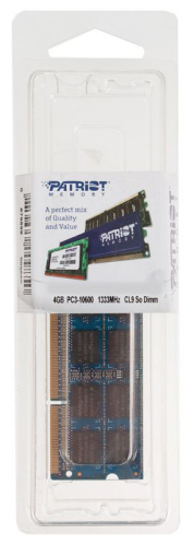 Оперативная память DDR3 4Gb 1333MHz Patriot PSD34G13332S RTL PC3-10600 SO-DIMM 204-pin