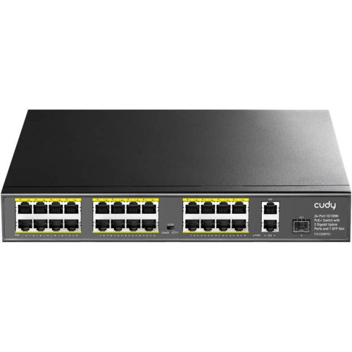 Коммутатор неуправляемый Cudy FS1026PS1 (L2) 24x100Мбит/с 2x1Гбит/с 1SFP 24PoE 24PoE+ 300W
