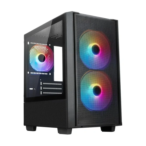Корпус XASTRA A400M 3FRGB Black (A400M-2FC14F-1FC12F) mATX/Mesh /Screwless TG+Mesh/2x140mm+1x120mm FC FRGB fans