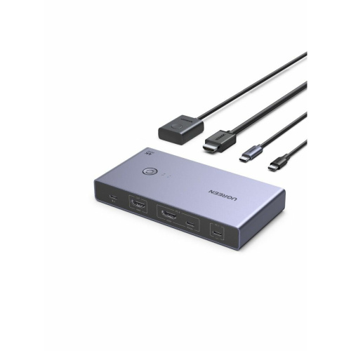 Переключатель UGREEN CM731 (25960) USB-C+HDMI KVM Switch 2 In 1 Out серый космос