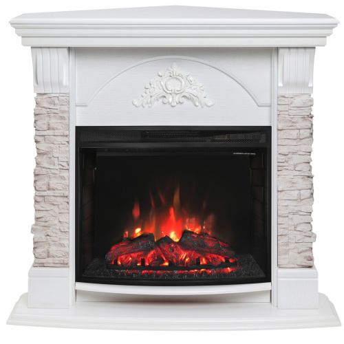 Электрокамин RealFlame Athena Corner GR белый с очагом Evrika 25,5 LED