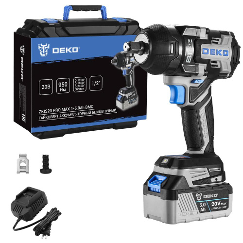 Гайковерт аккумуляторный DEKO ZKIS20 Pro Max 083-1089, 20В, 1*5.0Ач, 950Нм, в кейсе