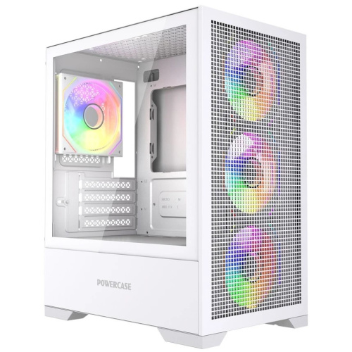 Корпус Powercase Mistral Micro B315W (CMMB315W-A4), Tempered Glass, 4x 120mm ARGB PWM Fan, белый, mATX