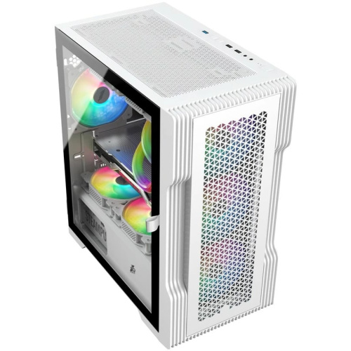 Корпус 1STPLAYER Trilobite T3 T3-WH-4F1-W White mATX TG 4x 120mm LED fans inc