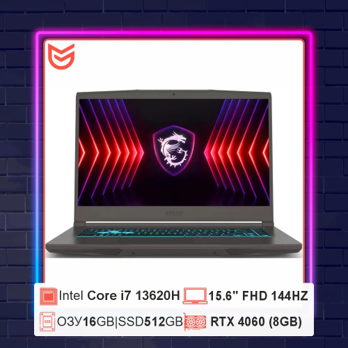 Ноутбук MSI Thin 15 B13VF-3402XRU Cam (9S7-16R831-3402) Core i7 13620H 16Gb SSD512Gb NVIDIA GeForce RTX4060 8Gb 15.6" IPS FHD (1920x1080) FreeDOS grey space WiFi BT