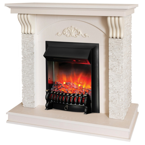 Электрокамин RealFlame Corfino WT айвори с очагом Fobos Lux Black RC