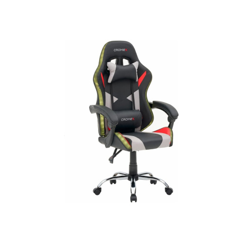 Кресло игровое CROMEX Quantum GM-155 RGB (532955) экокожа, черное/красное/серое