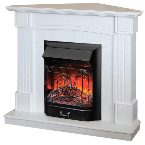 Электрокамин RealFlame Andrea Corner WT фактурный белый с очагом Majestic Lux Black RC