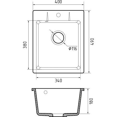Кухонная мойка GRANFEST Urban 240 dark gray