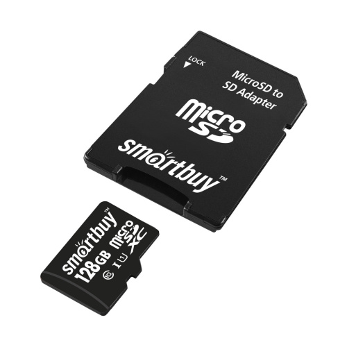 Карта памяти SMARTBUY (SB128GBSDCL10-01) MicroSDXC 128GB Class10 UHS-I U1 + адаптер