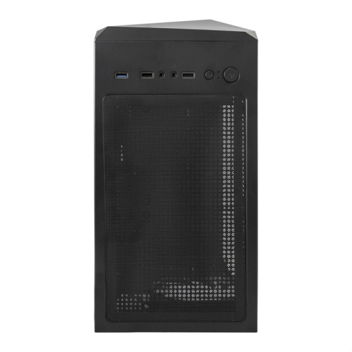 Корпус ExeGate EVO-8225 EX292858RUS Miditower (ATX, без БП, 2*USB+1*USB3.0, черный, 2 вент. с RGB подсветкой и полоса на передней панели