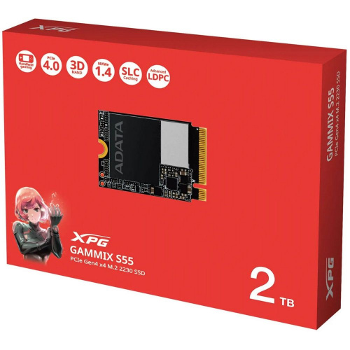 SSD ADATA XPG Gammix S55 (SGAMMIXS55-2T-C) M.2 2230 2TB PCIe Gen4x4 with NVMe 5000/3700, 3D ТLC Nand