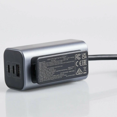 АЗУ UGREEN EC706 (35571) 150W 4-Port GaN with Extended USB-A+2*USB-C Fast Car Charger Gray