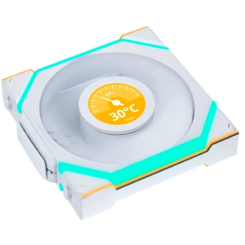 Вентилятор Lian Li UNI Fan SL Wireless LCD 120 Reverse Blade (G99.12RSLLCD1W1W.R0)/12RSLLCD1W1W White/120x124,5x28мм(1.6” LCD, PWM, ARGB, 1900 об/мин)