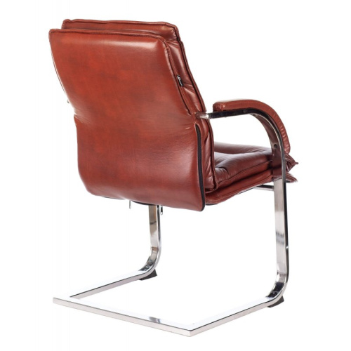 Кресло Бюрократ T-9927SL-LOW-V/CHOK светло-коричневый Leather Eichel кожа низк.спин. полозья металл хром