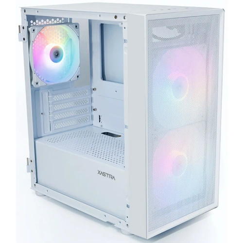 Корпус XASTRA A305M 3FRGB White (A305M-2FC14F-1FC12F-D-WH) mATX/Mesh/ tempered glass / 2x140mm + 1x120mm FRGB fans/ Door