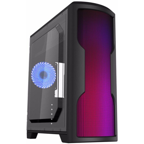 Корпус GameMax G562 Matrix ATX case, black, w/o PSU, w/1xUSB3.0+2xUSB2.0, w/1x12cm 32xLeds Blue LED rear fan