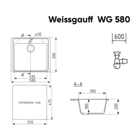 Мойка Weissgauff WG 58002 Beige