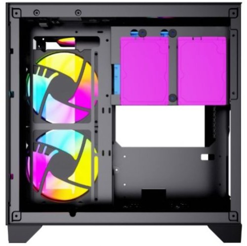Корпус Powercase Vision Micro (CVBM-L4) Black, Tempered Glass, 4х 120mm 5-color fan, чёрный, mATX