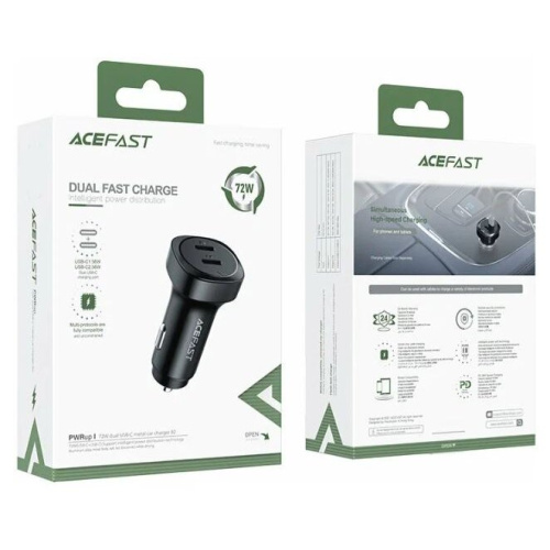 АЗУ ACEFAST B2 72W dual USB-C metal car charger черный