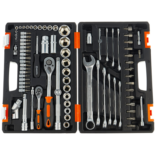 Набор инструментов Вихрь АВТО, 1/2" , 1/4" , CrV, в кейсе 82 предм 73/6/7/6