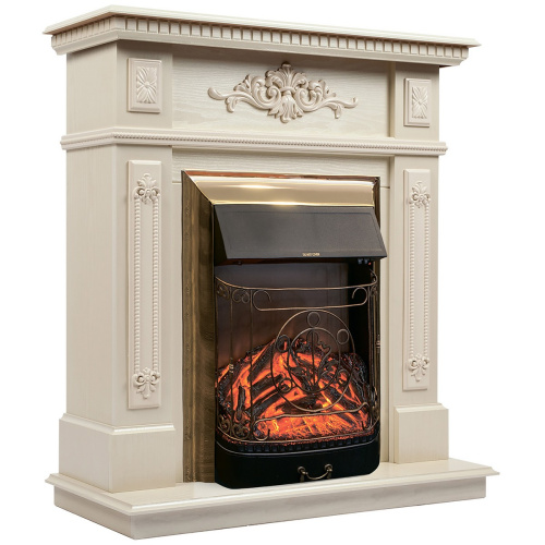 Электрокамин RealFlame Lilian WT жемчуг с очагом Majestic Lux Brass