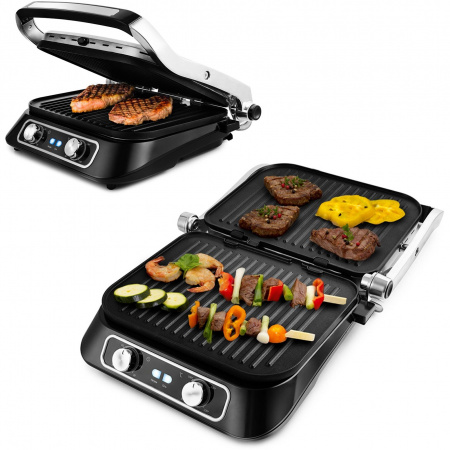 Гриль Kitfort KT-1652 2.1кВт серебристый/черный