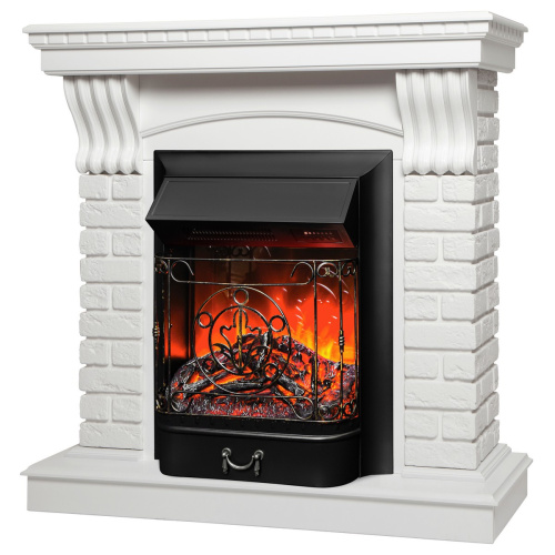 Электрокамин RealFlame Jazz WT белый с очагом Majestic Lux Black RC