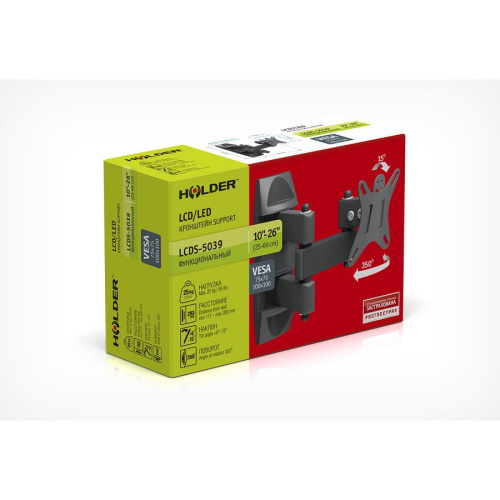 Кронштейн для телевизора Holder LCDS-5039 металлик 10"-26" до25кг поворот и наклон