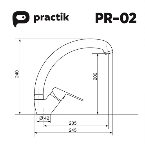 Смеситель Practik PR-02-003 Cветло-серый