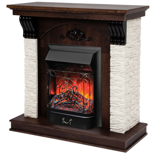 Электрокамин RealFlame Corfino NT орех с очагом Majestic Lux Black RC