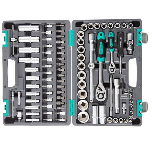 Набор инструмента STELS 14106 94 предм пластиковый кейс 1/2", 1/4", CrV