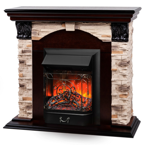 Электрокамин RealFlame Dublin Rock AO античный дуб с очагом Majestic Lux Black